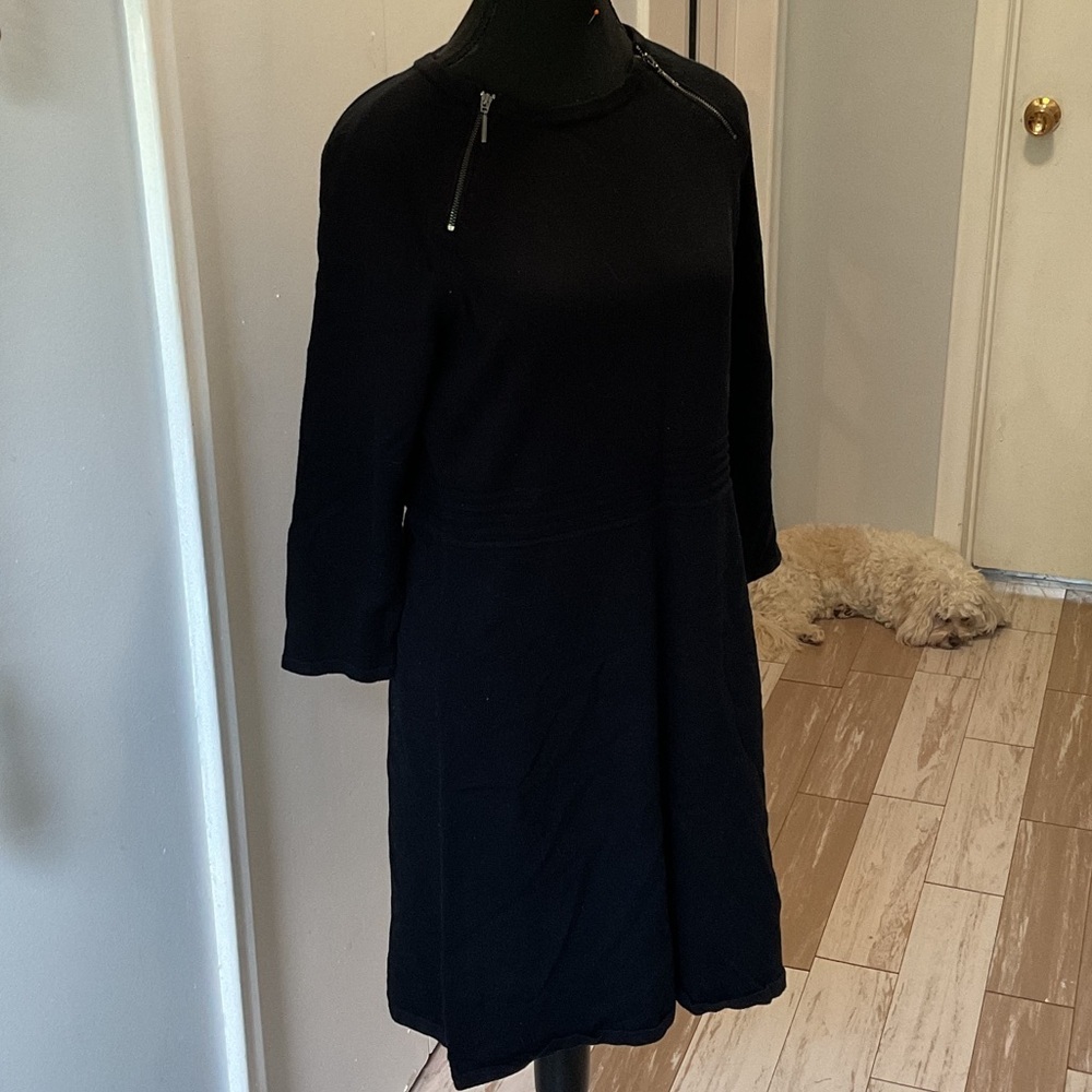 P396. Nine West Elegant Black Long Sleeve Dress | M